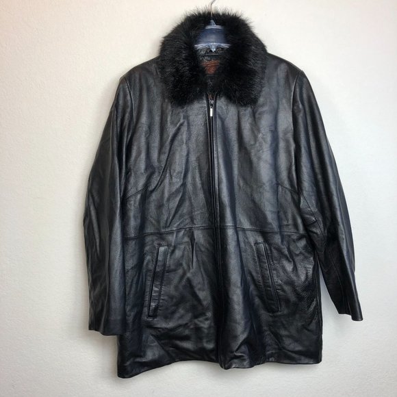 Wilsons Leather Jackets & Blazers - Wilsons Leather Pelle Studio Thinsulate Black Faux Fur Collar Jacket Womens 2X
